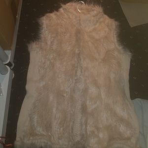 Boston Proper Faux Fur Ivory Sweatervest NWT Sz L